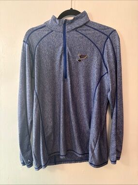 Antigua Heathered  Blues Hockey Royal Blue Pullover with Solid Collar